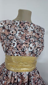 Latina Spandex -Negru cu Maci Stilizati Ab/Bej- STO1273